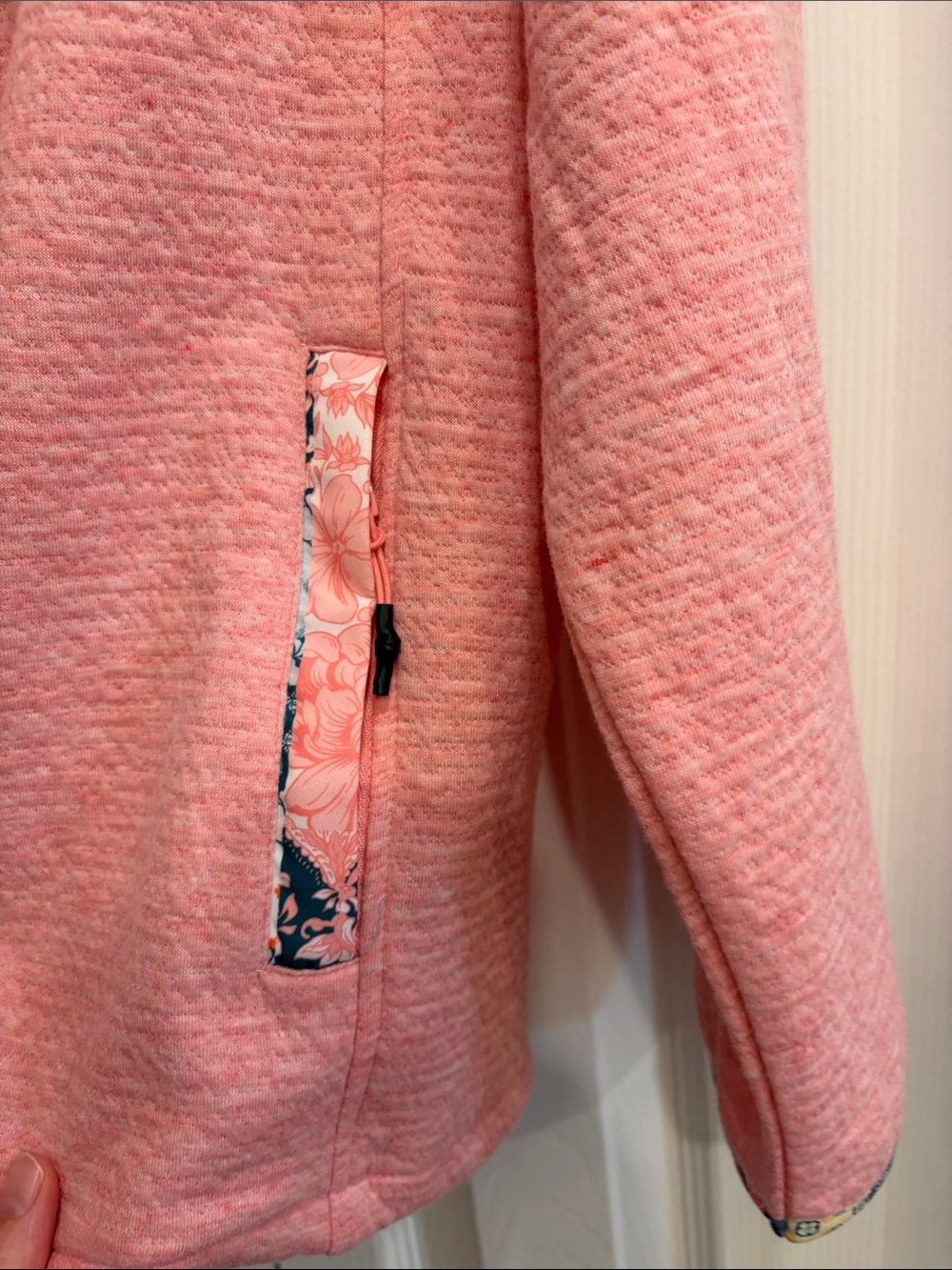Pink Womens’s Simply Southern Pullover Quarter-Zip Top with Floral size large - Picture 7 of 9